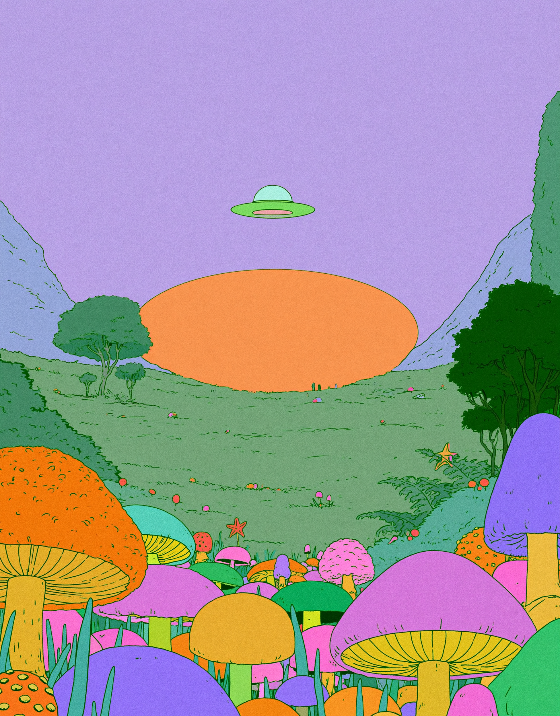 Psychedelic UFO Mushroom Concert Poster