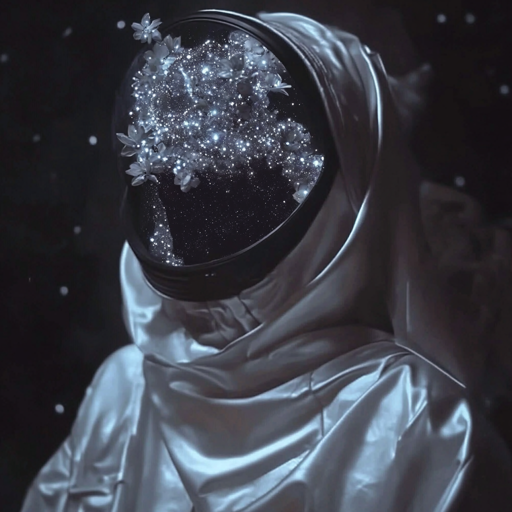 Floral-Masked Astronaut in the Galaxy