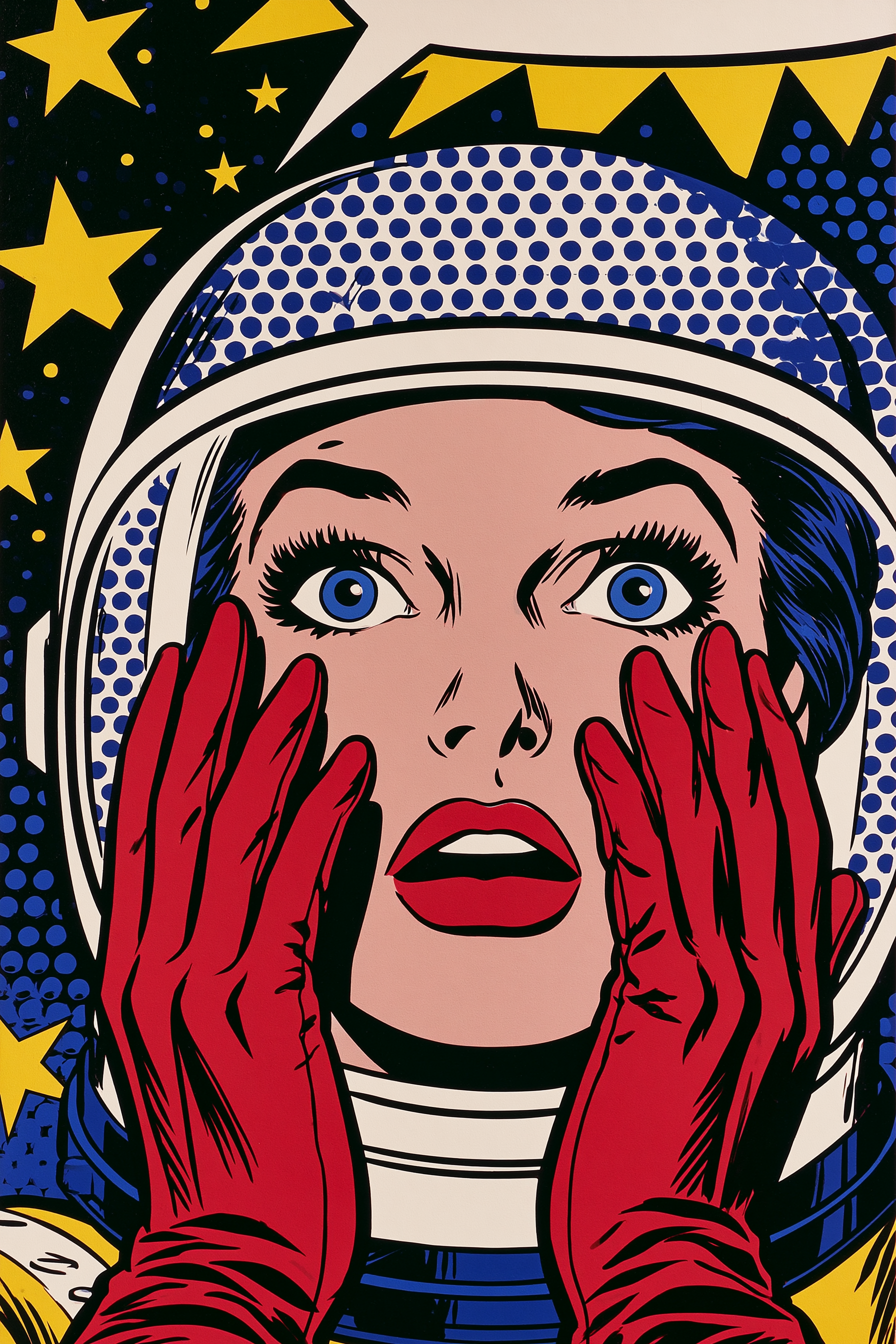 Pop-Art Female Astronaut Removing Her Helmet