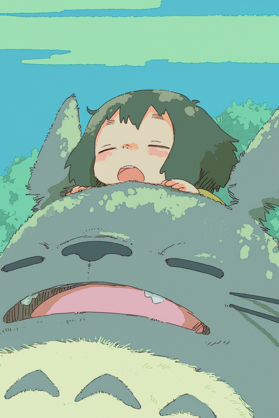 Hayao Miyazaki Sleeping on Totoro