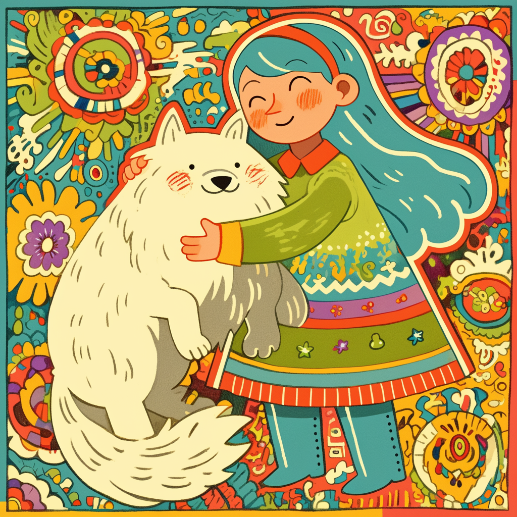 Four Rainbow-Patterned Dogs