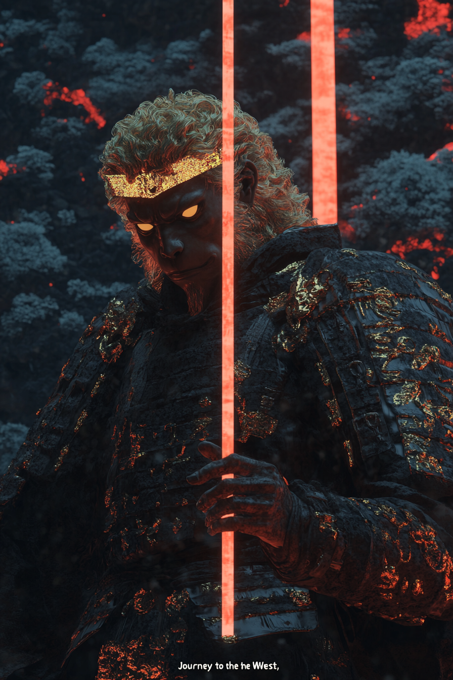 Monkey King in Black and Gold Armor
