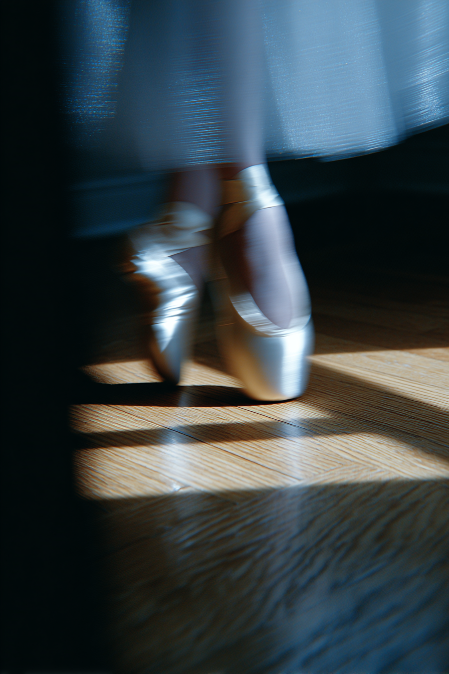 Ballerina Spinning beneath a Harsh Spotlight