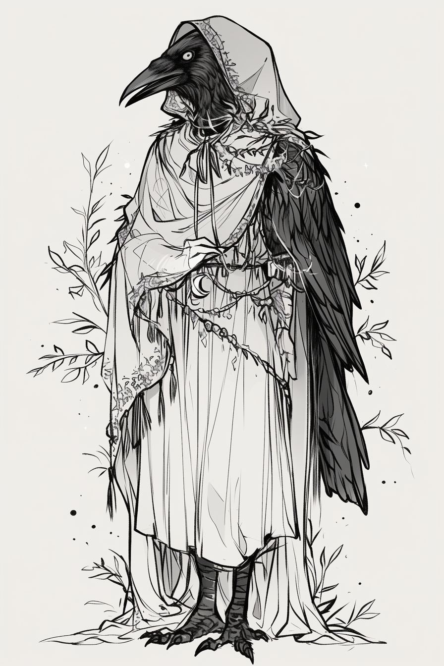 Raven Cloak in Monochrome Ink