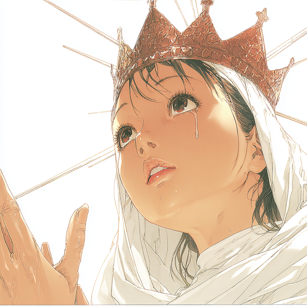 Tearful Saint Beneath Heavenly Rays