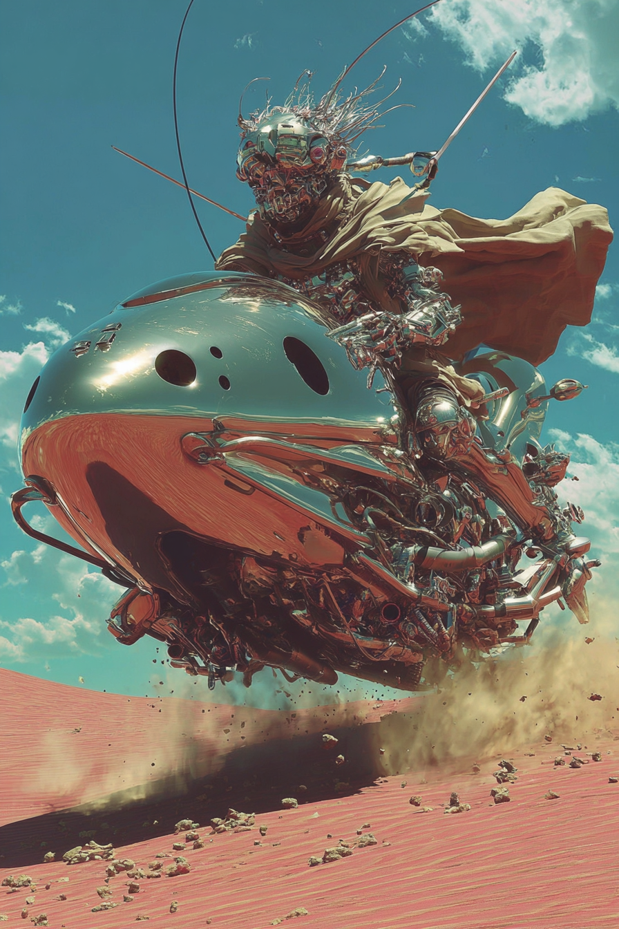 Hover Skiff Racing across Red Dunes