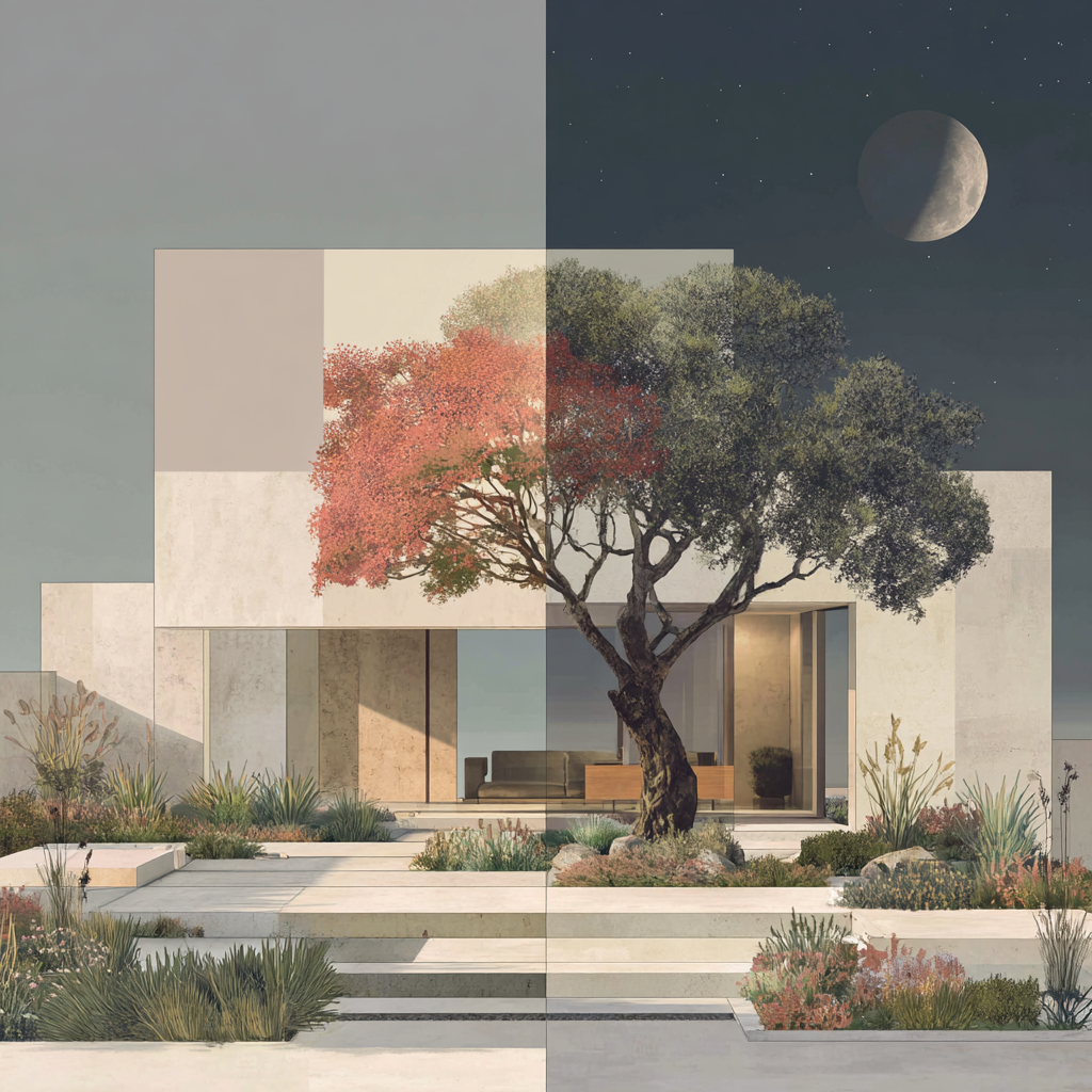 Modern Backyard from Day to Night
