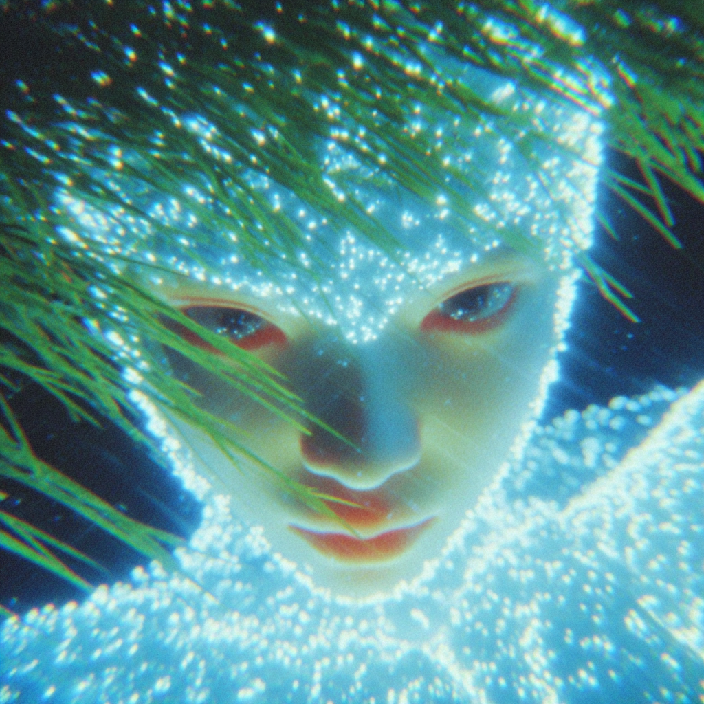 Woman Made of Glowing Plants