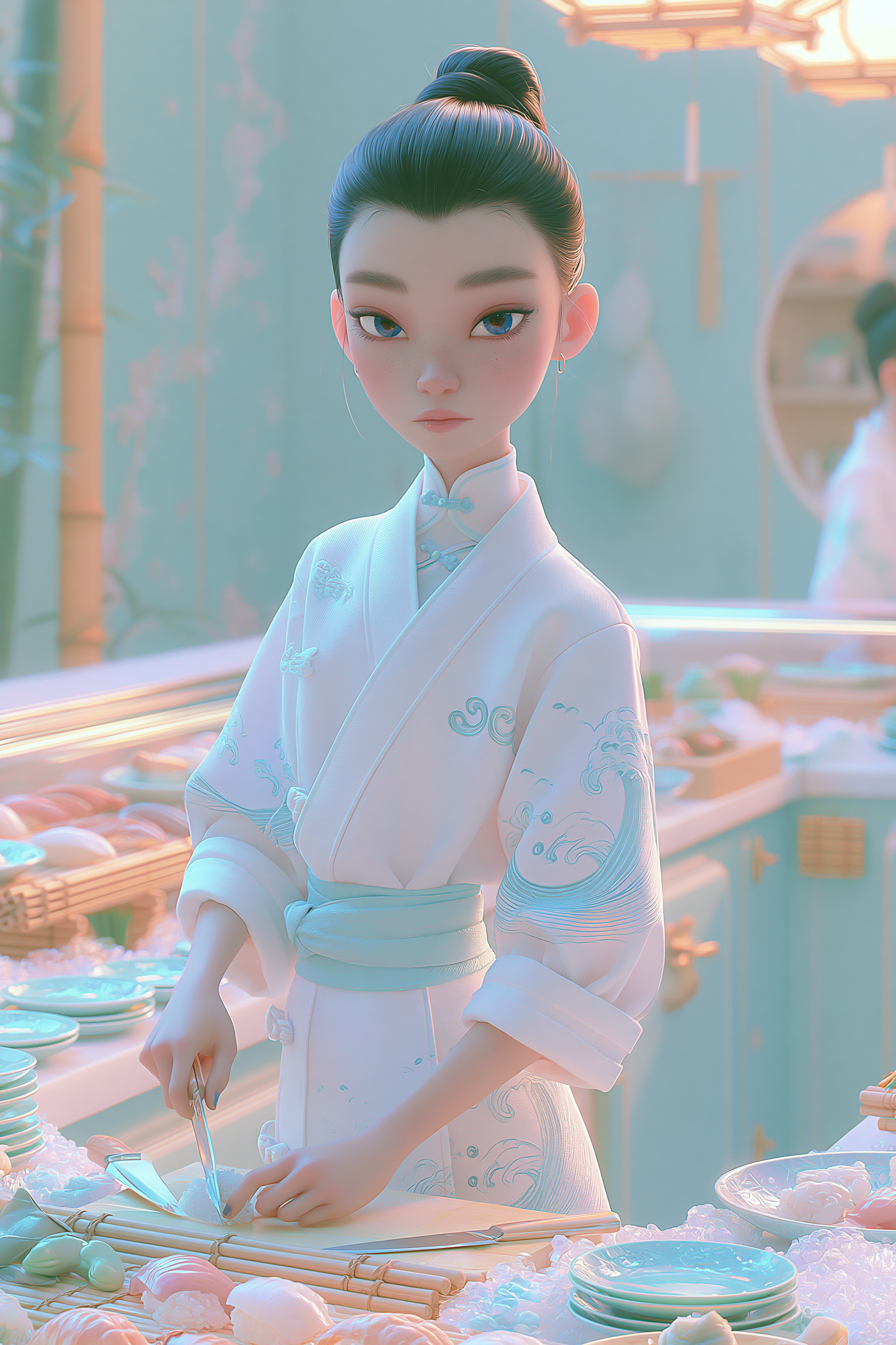 制作握寿司的女寿司师