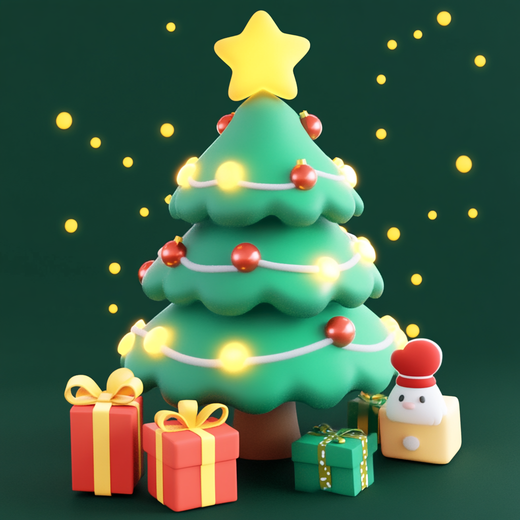 Gifts Beneath a Shining Christmas Tree