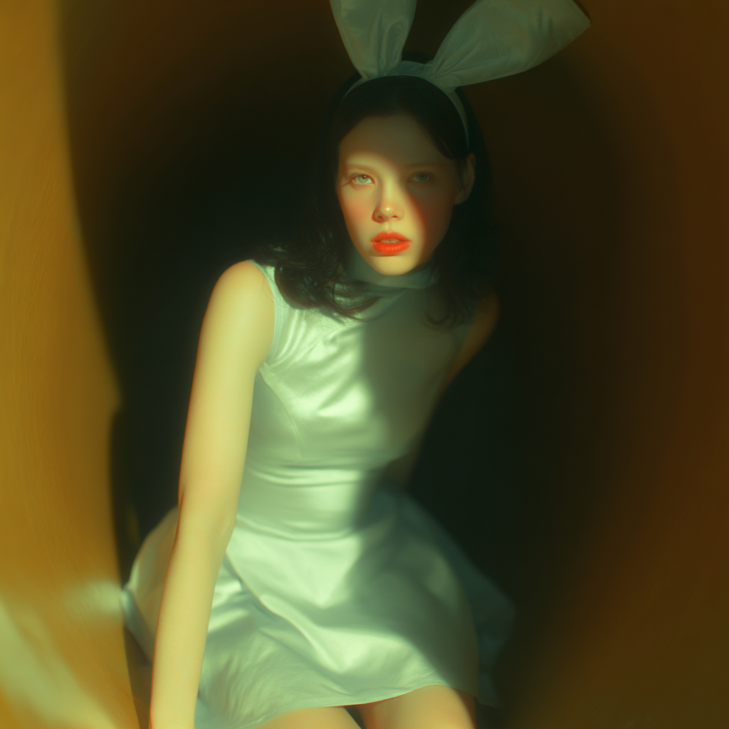 Woman Entering a Dark Rabbit Hole