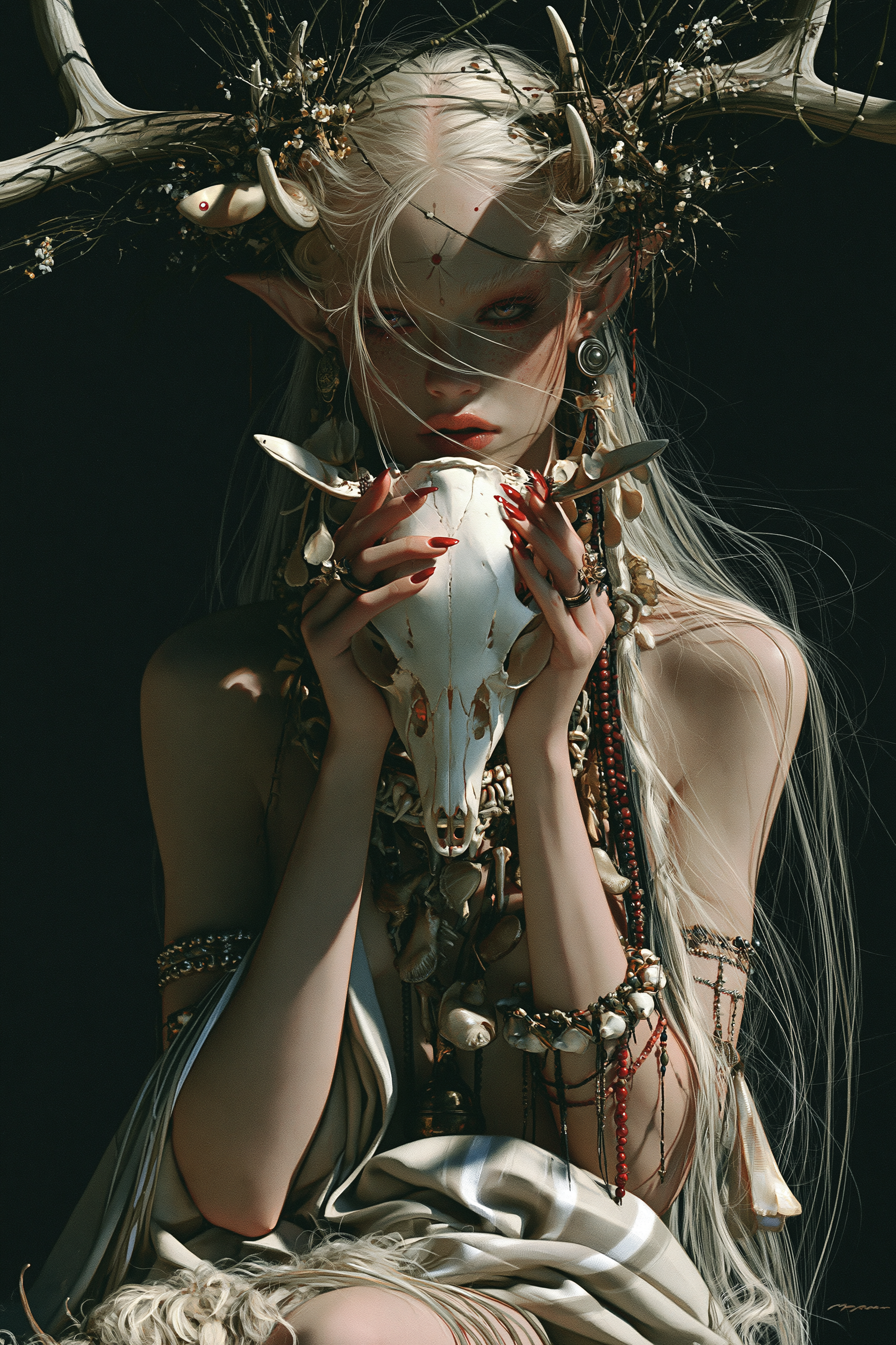 Albino Shaman in High-Definition Portrait