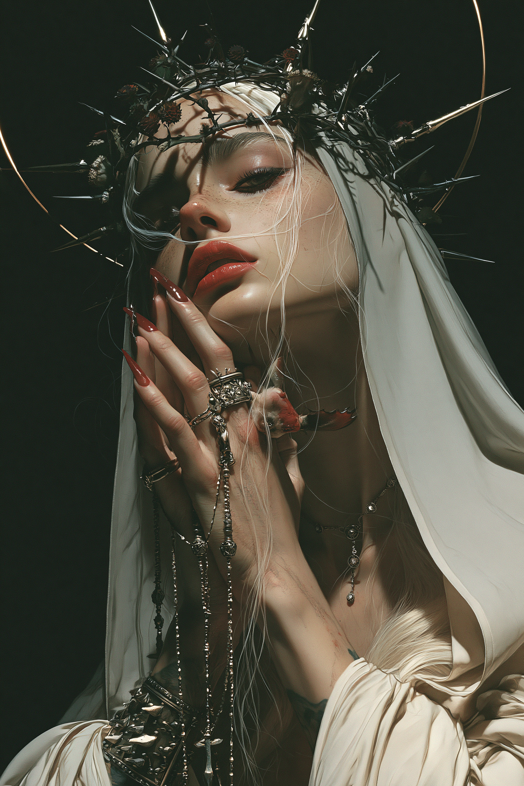 Hyperrealistic Praying Virgin Mary
