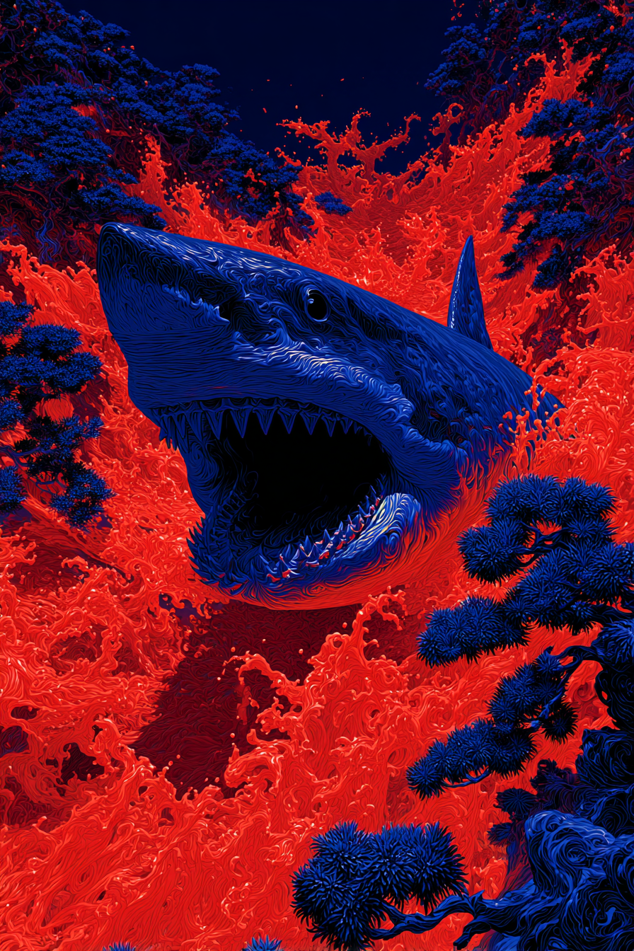 Cobalt Shark in Vermilion Turbulence