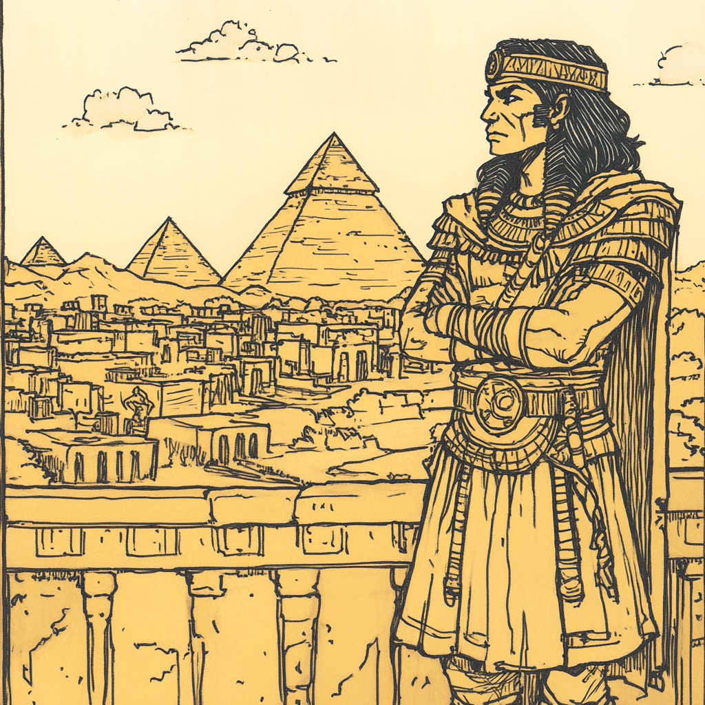 Pharaoh Overlooking Ancient Egypt at Dawn