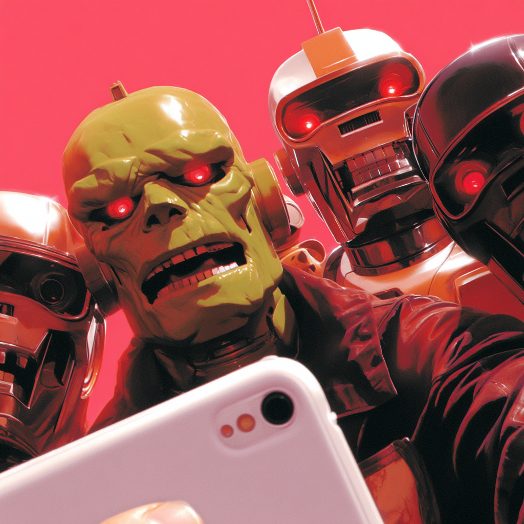 1960s-Style Futuristic Robots Taking a Selfie