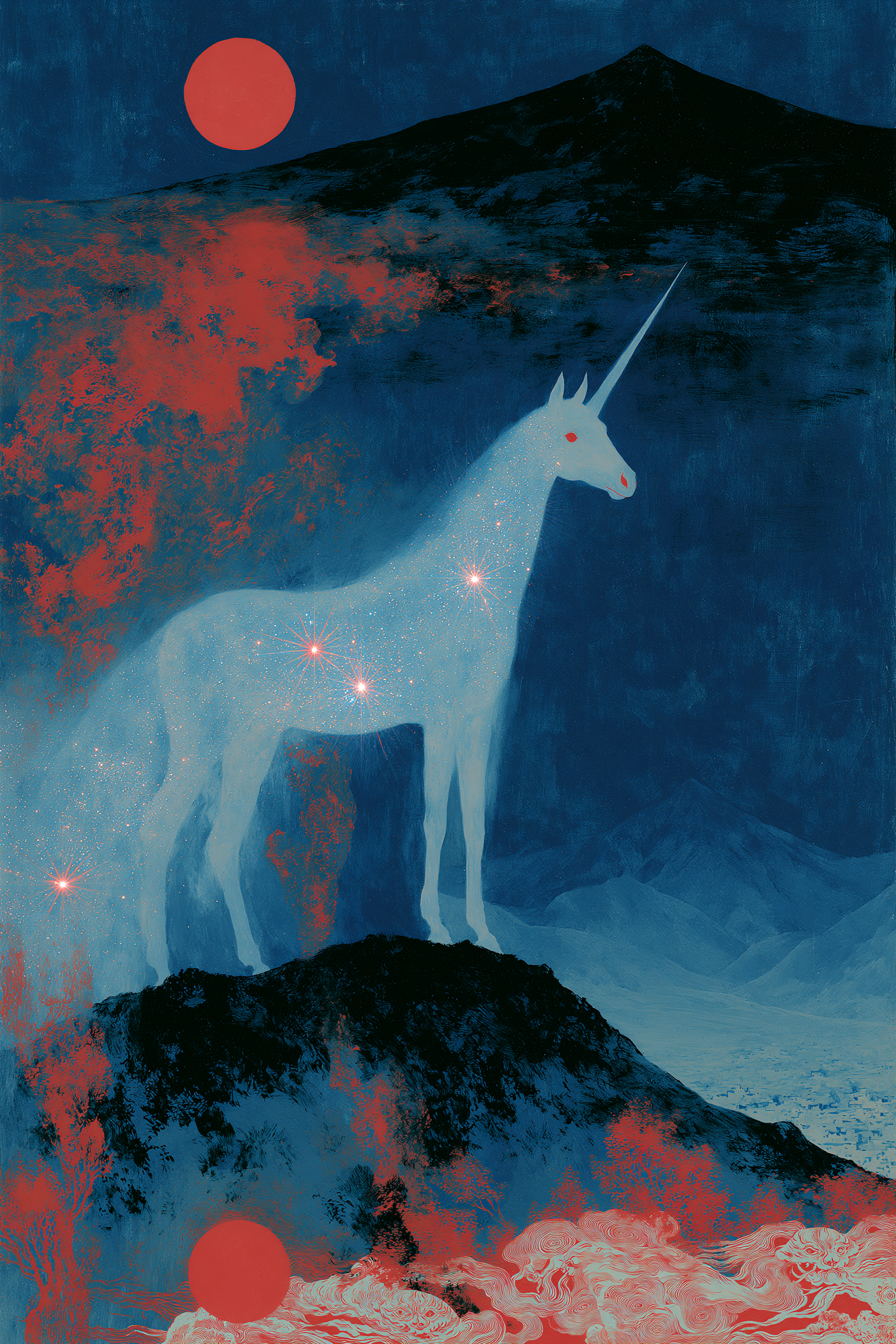 Radiant Diamond Unicorn Above the Valley