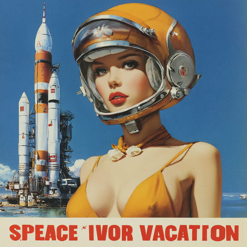 Retro-Futuristic Space Vacation Poster