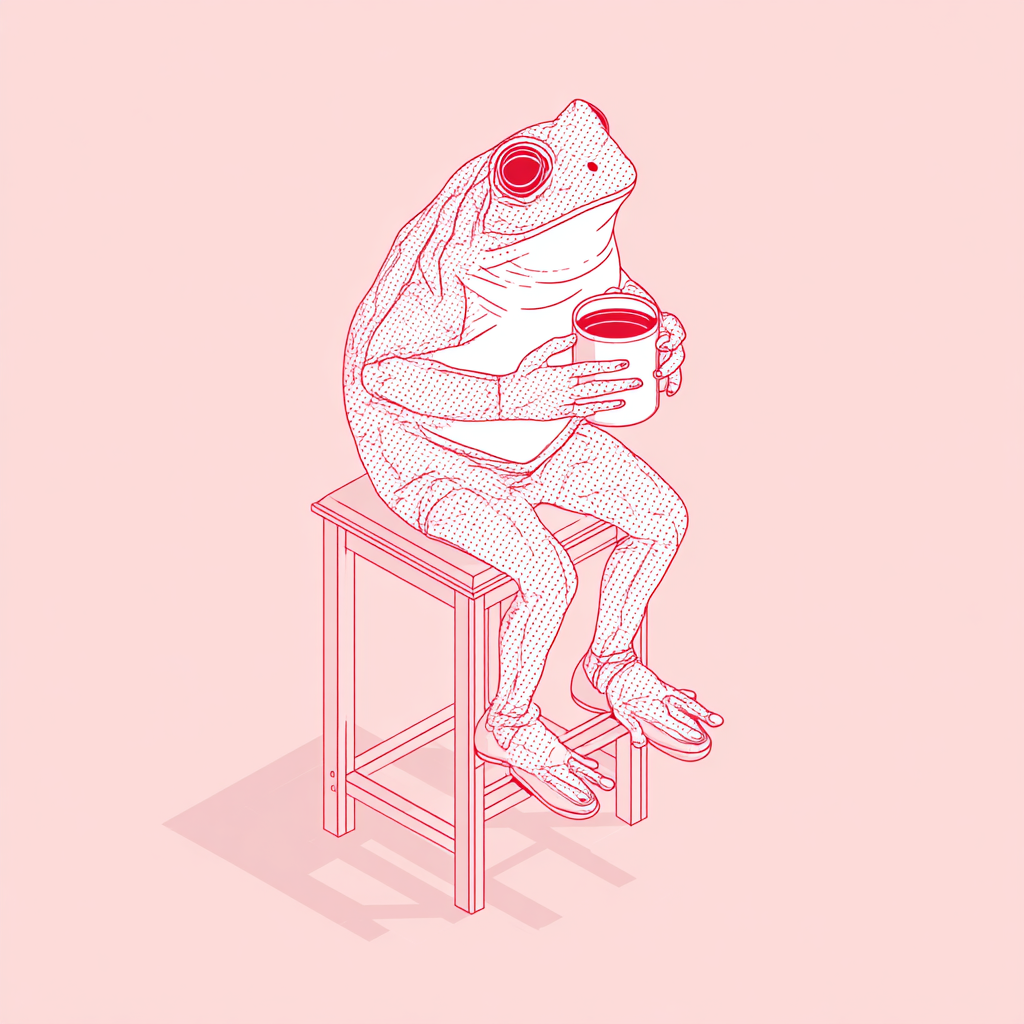 Viktorianischer Frosch mit Kaffee