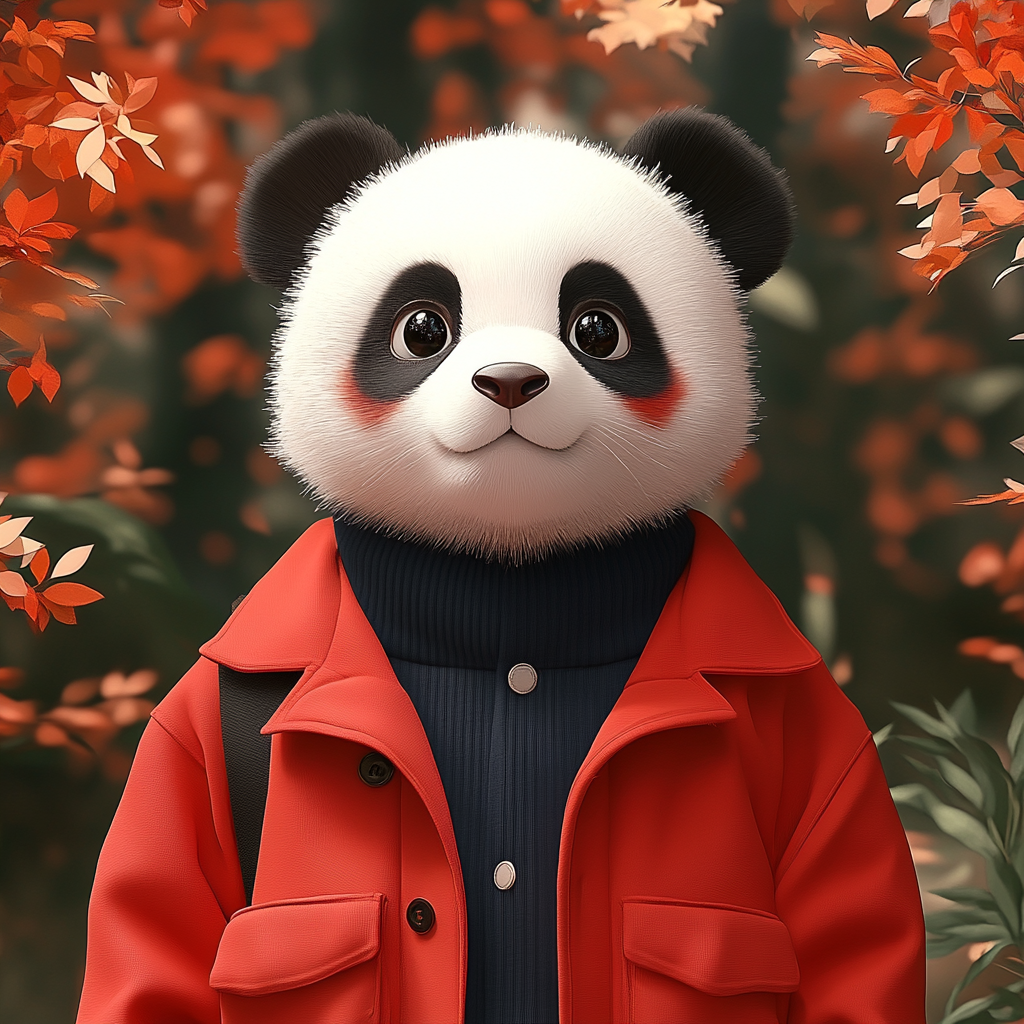 Patterned Panda Hiding in the Forest