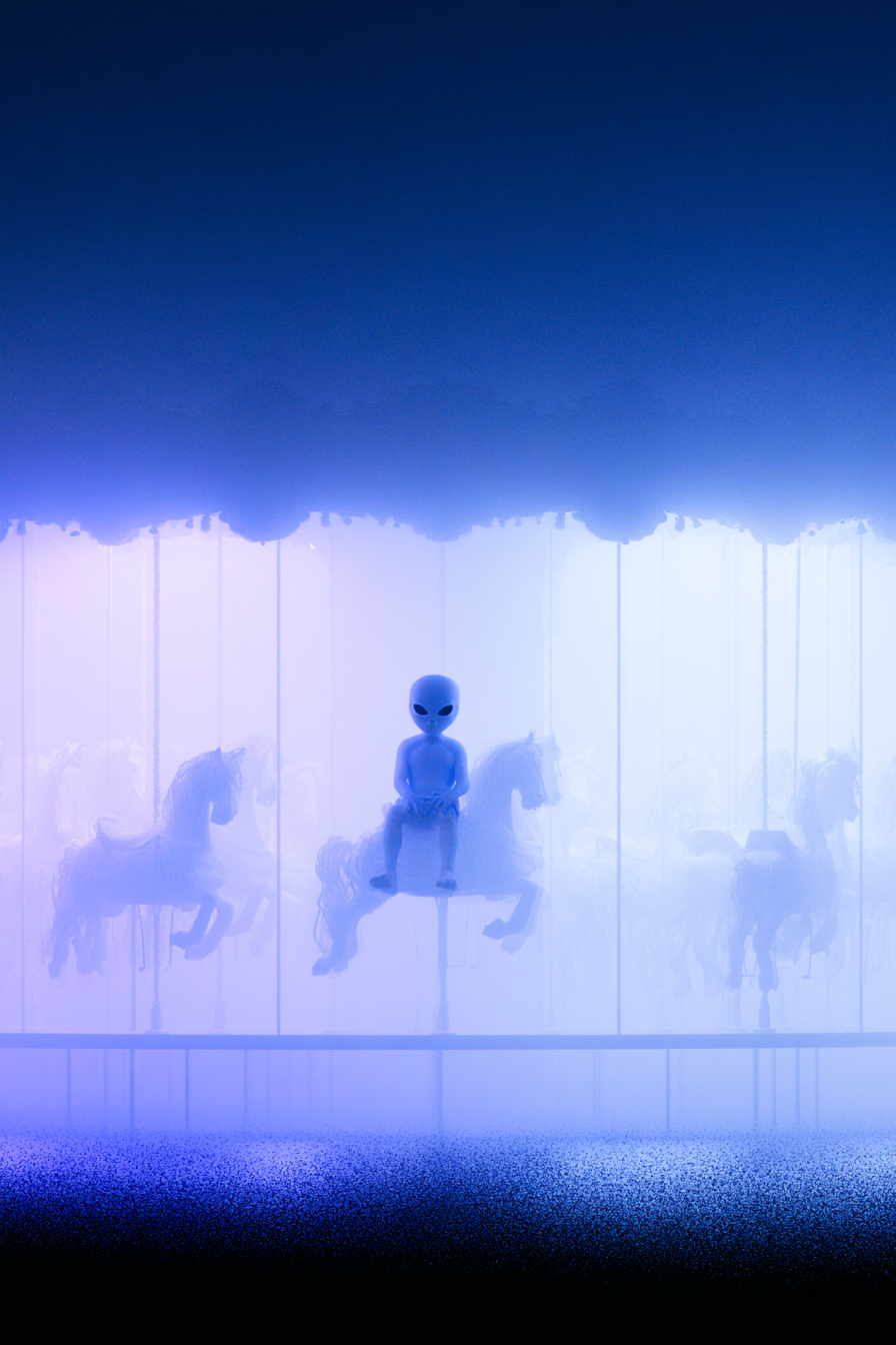 Alien Child on an Abandoned Carousel