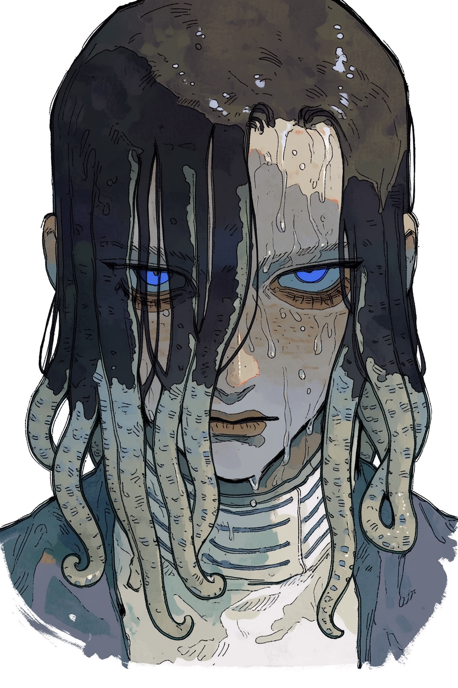 Tentacled Girl with a Distorted Face