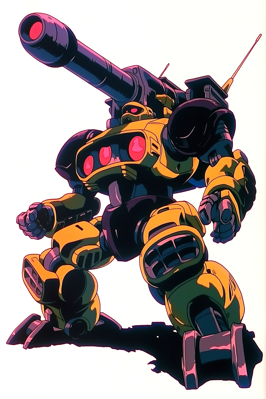 Black-and-Yellow Three-Eyed Gun Mecha