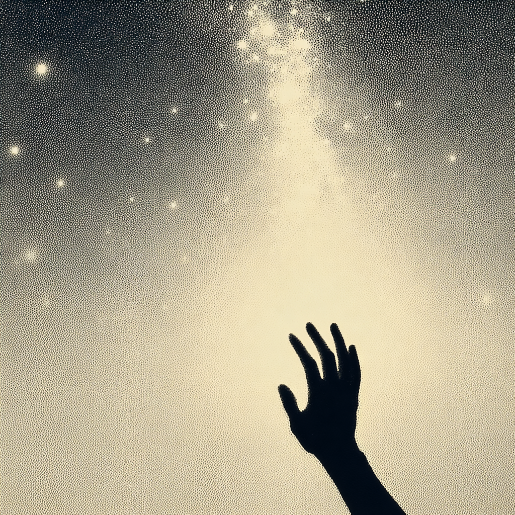Hand Reaching Through Galactic Fog