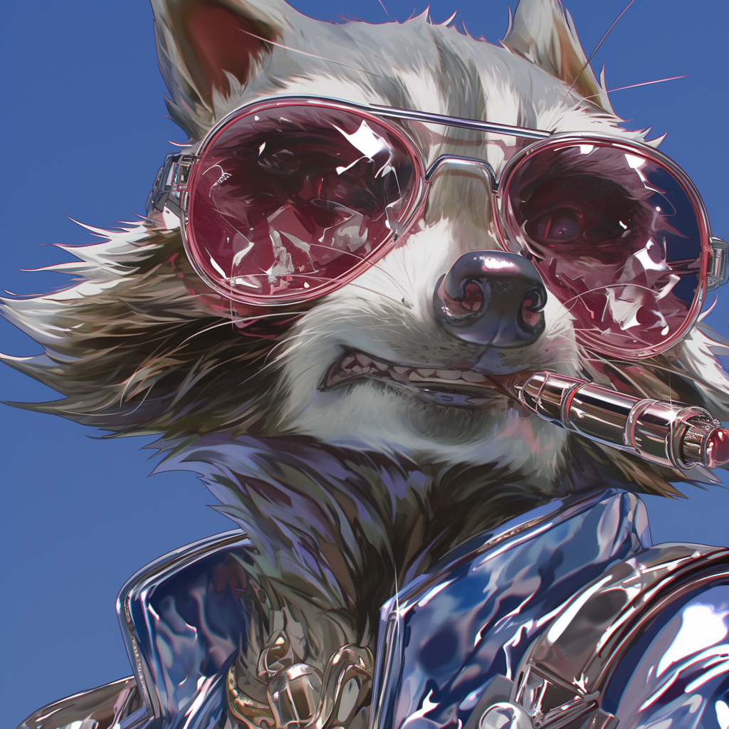 Stark stilisierter Anime-Rocket-Raccoon