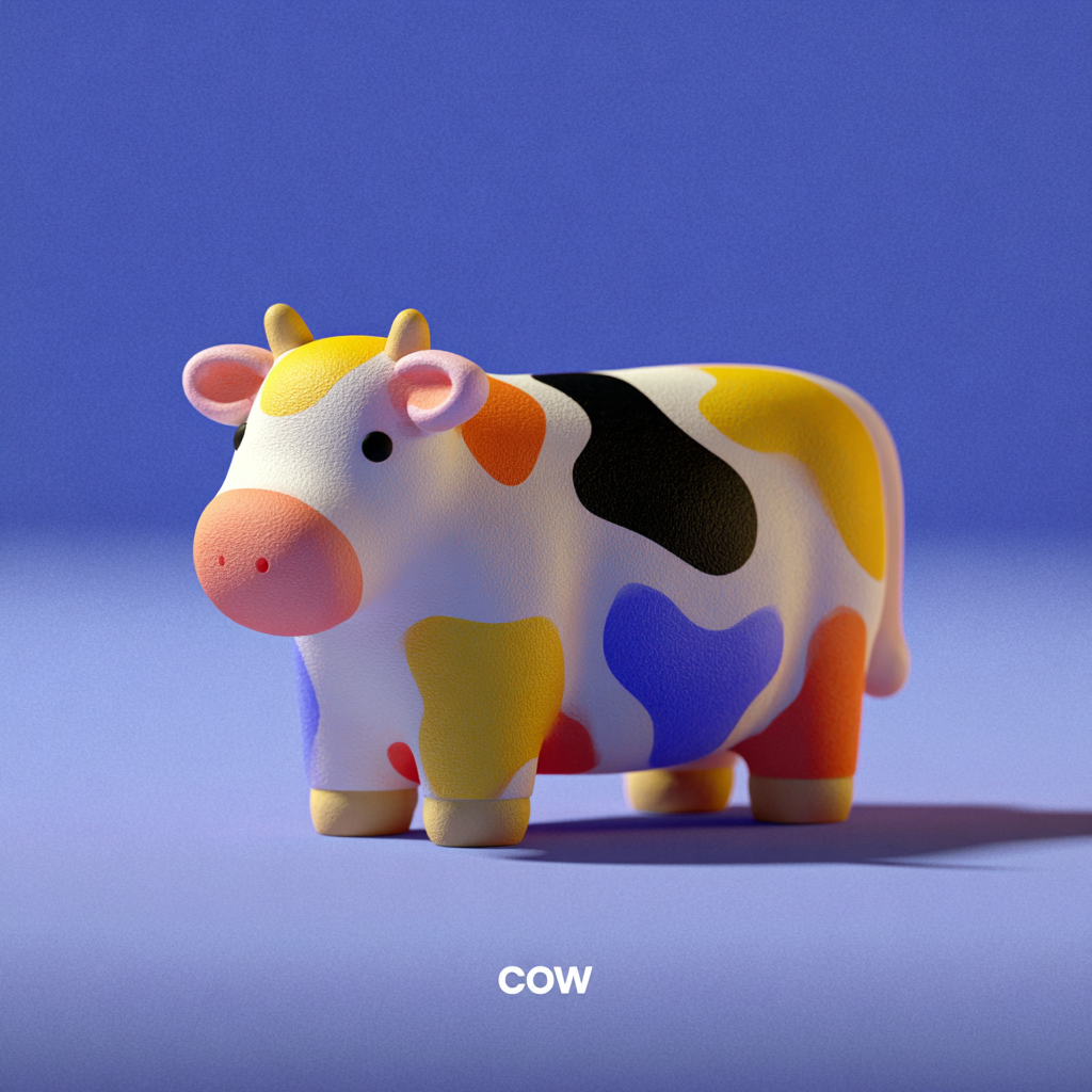 Playful Cow Learning Card