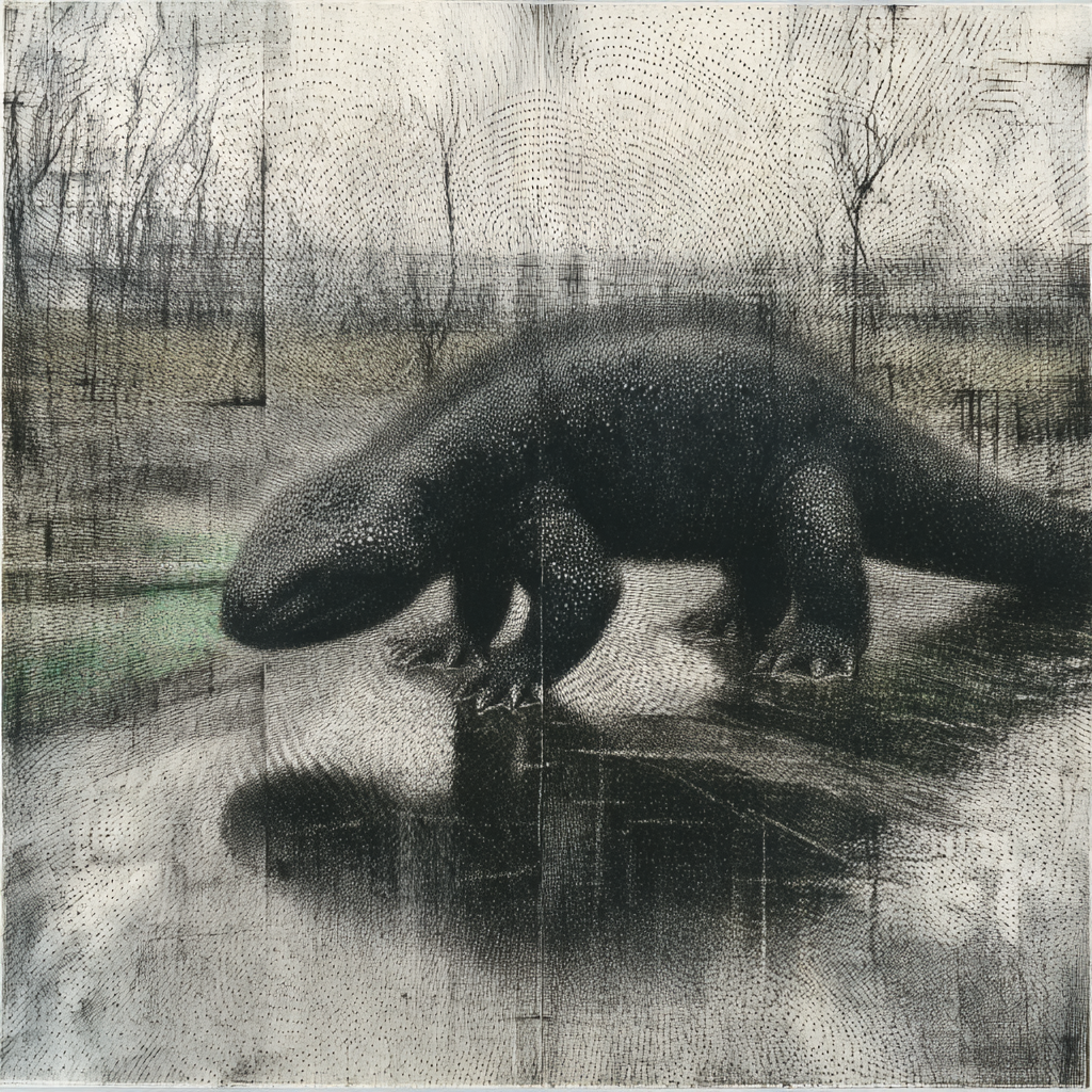 Oily Black Salamander in a Dark Swamp
