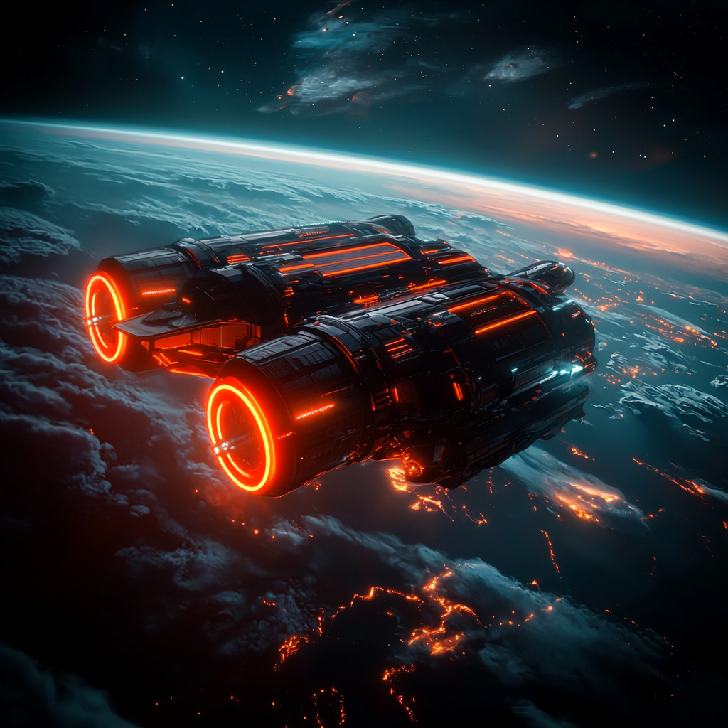 Station spatiale au loin