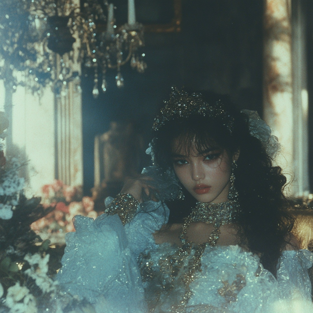 Light Blue and Gold Couture Portrait
