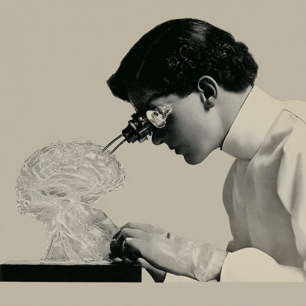 Victorian Scientist Extracting Memories from a Glass Brain