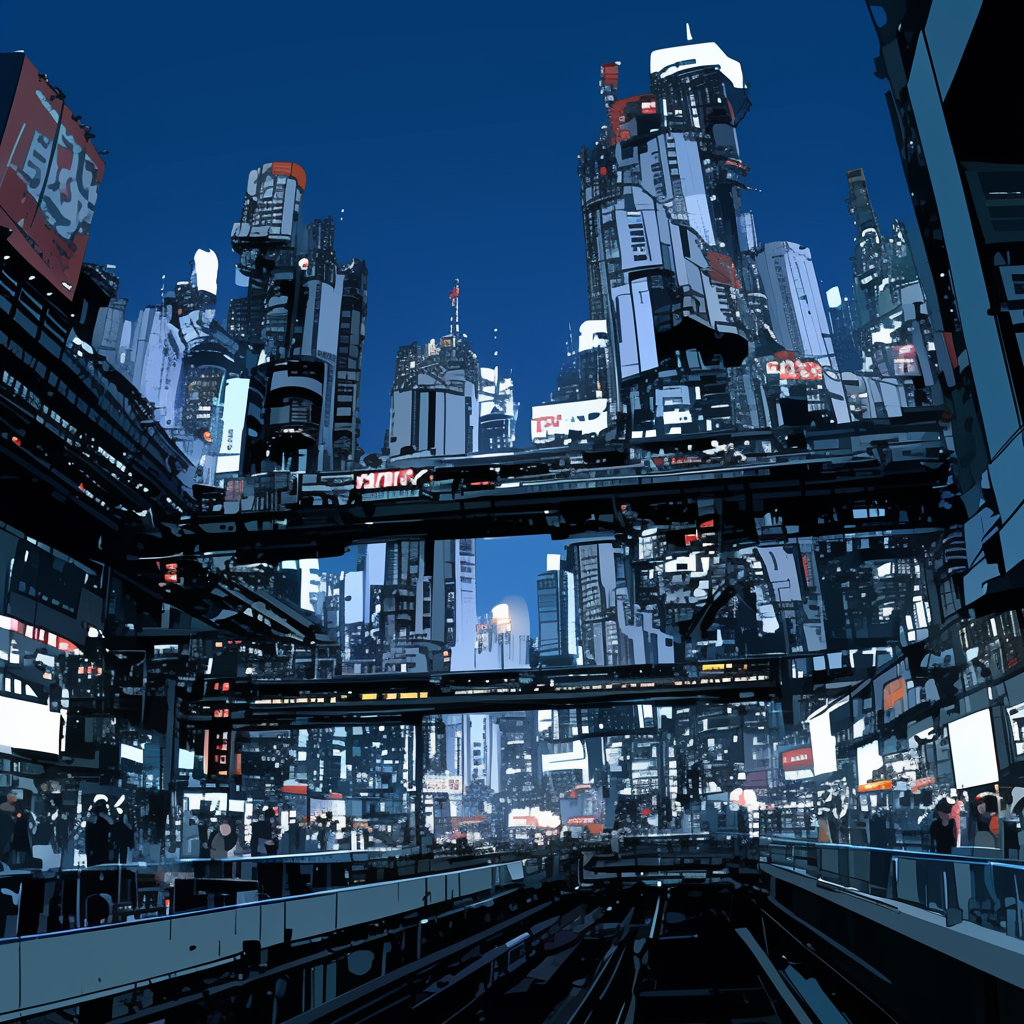 Highly Stylized Anime Cyberpunk City