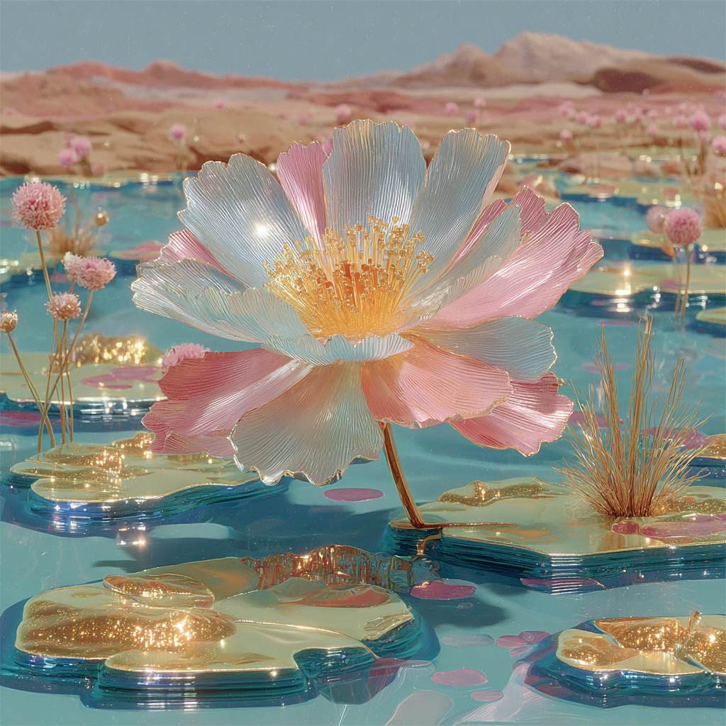 Silver Flower in a Blue Desert of Gold