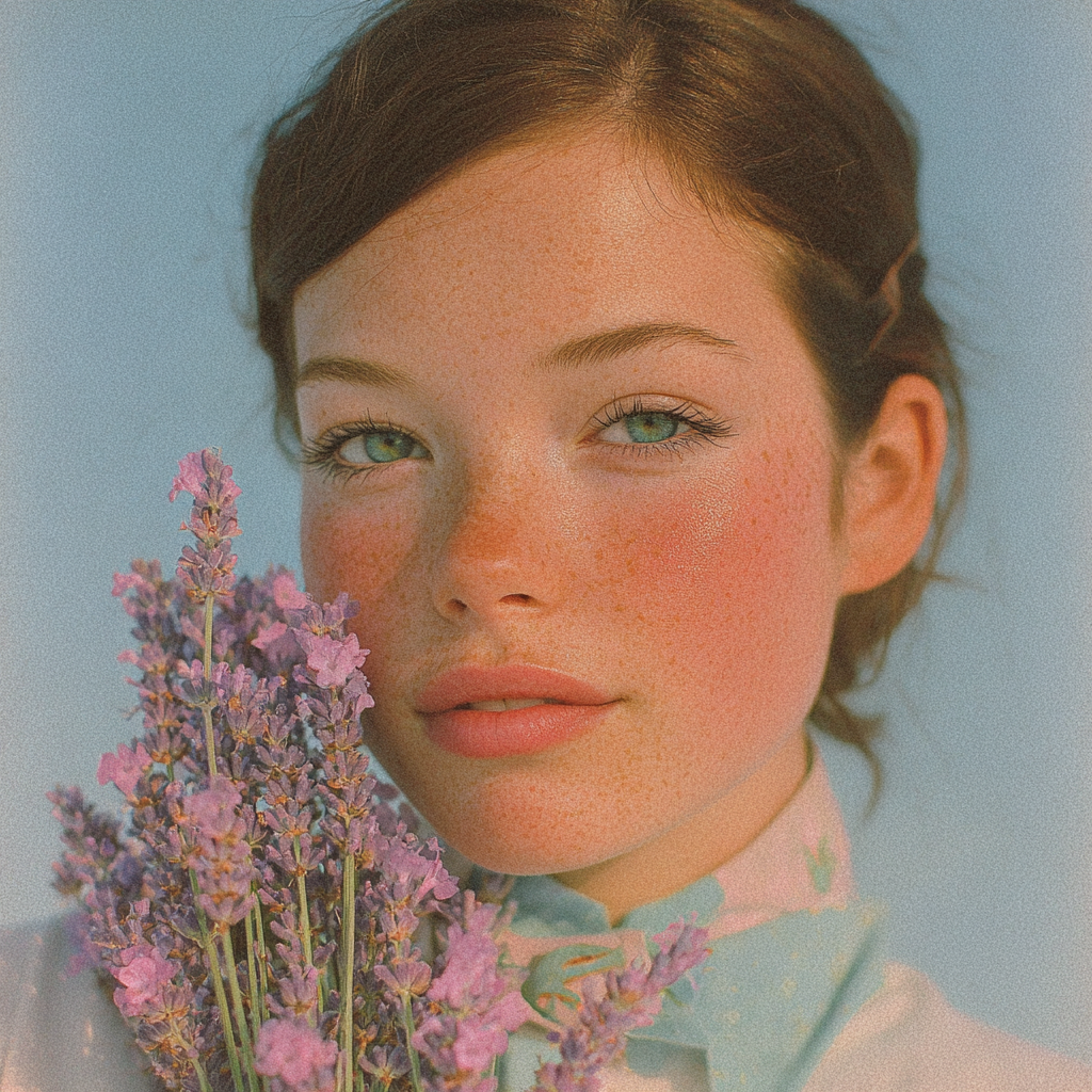 Retrato de belleza con lavanda