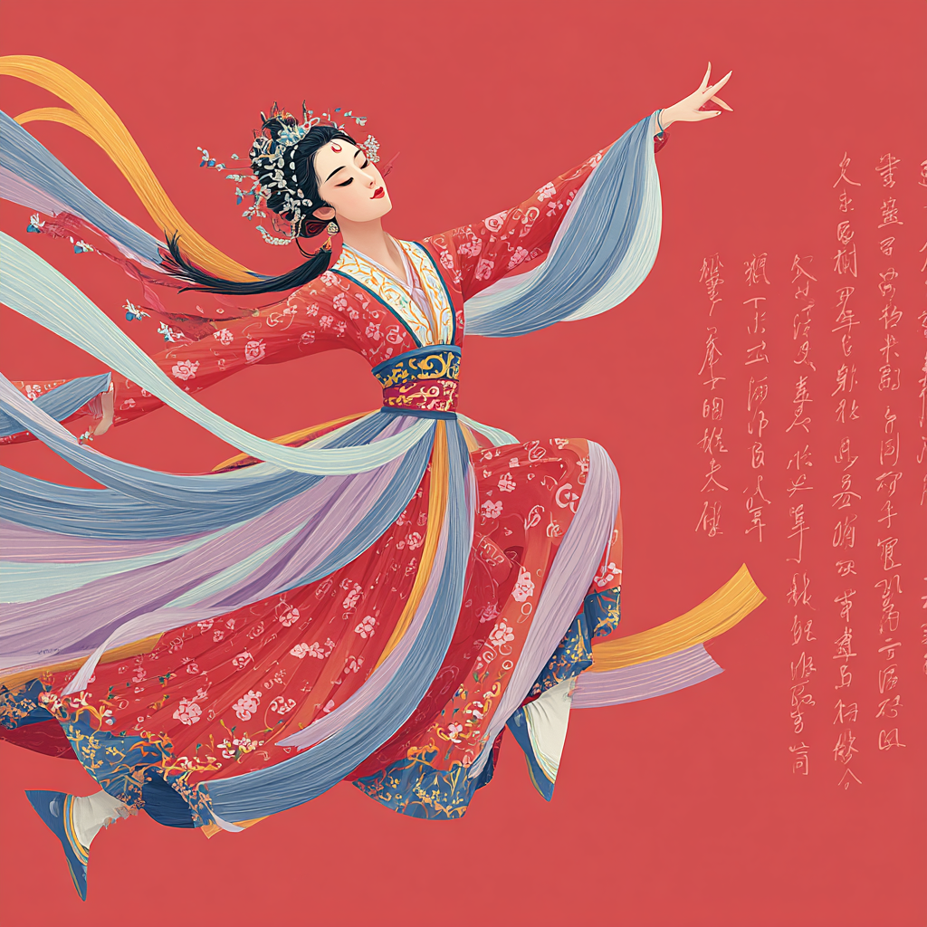 Оперная певица парит среди неоновой каллиграфии