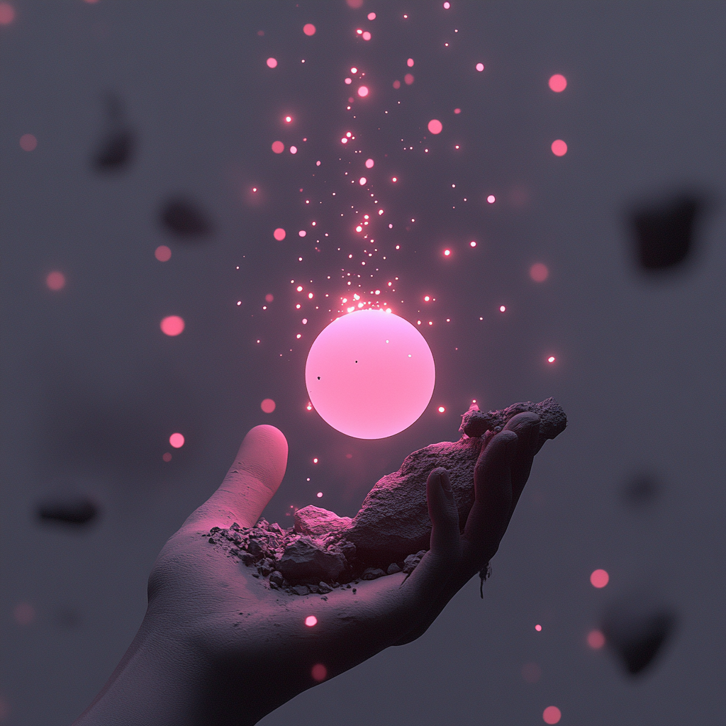 Hand Raising a Stone in a War Zone