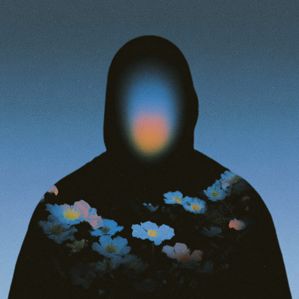 Faceless Selfie in a Pastel Alien Garden