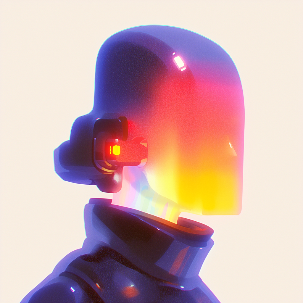Rainbow Holographic Cybernetic Face