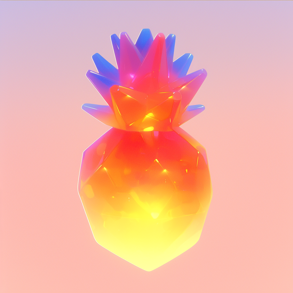 Hologramme flottant d’ananas en métal liquide