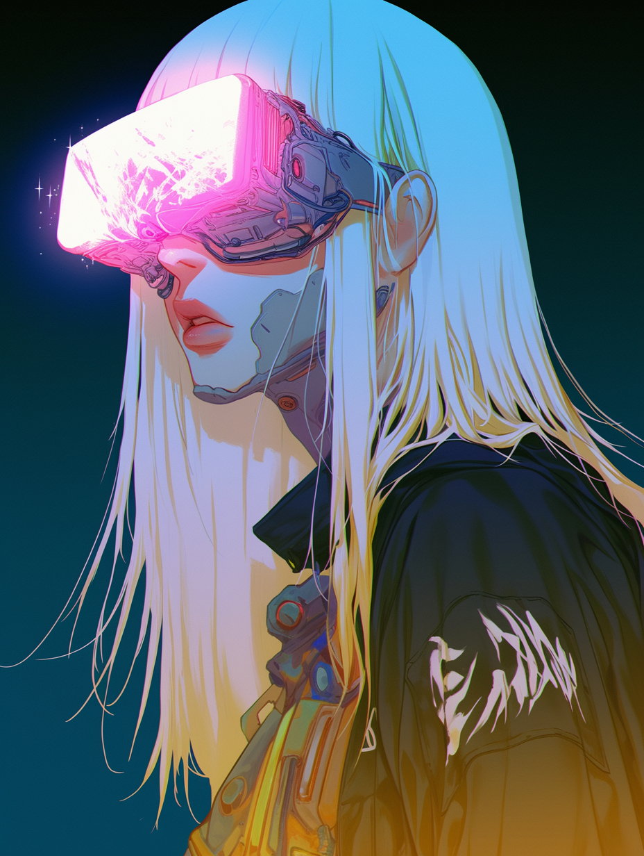 White-Haired Cyberpunk VR Girl