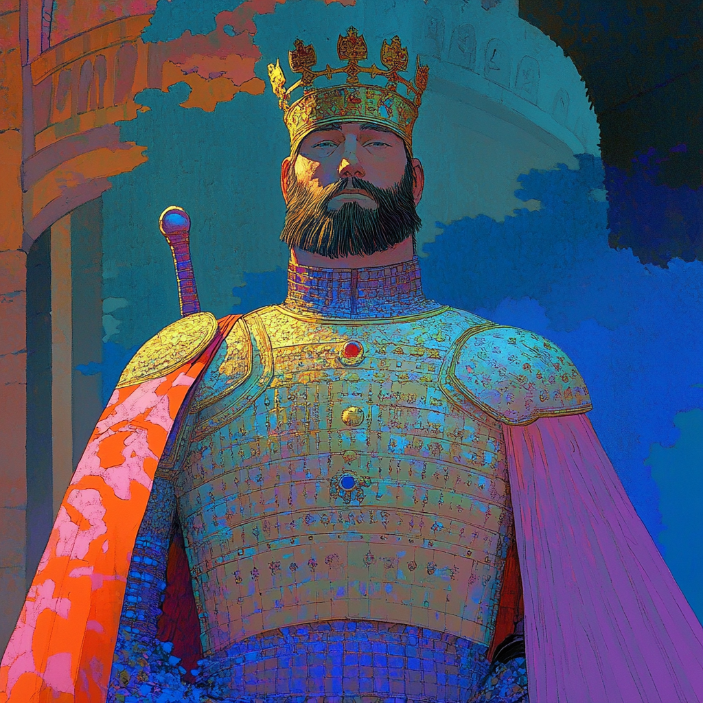 Powerful English King in Armor