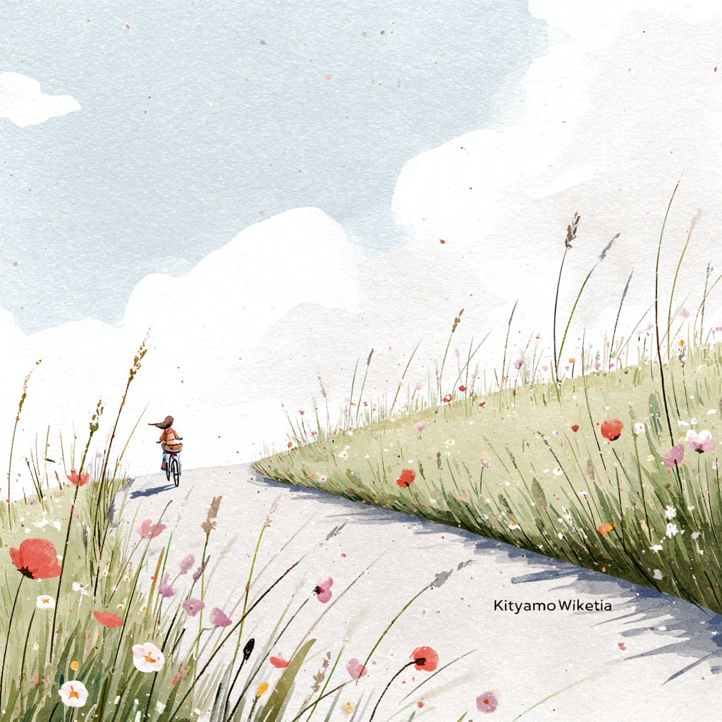 Girl Cycling Through Summer Wildflowers