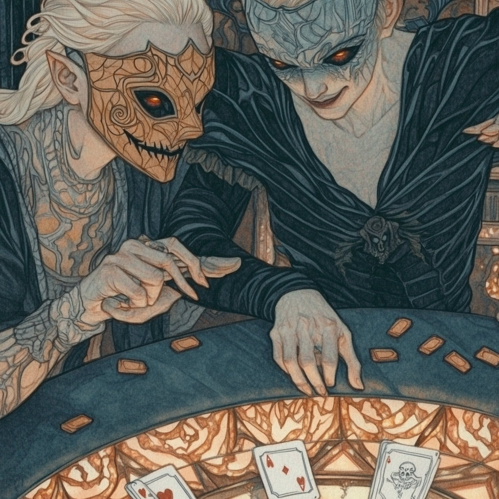 Pokerparty mit Kürbismasken