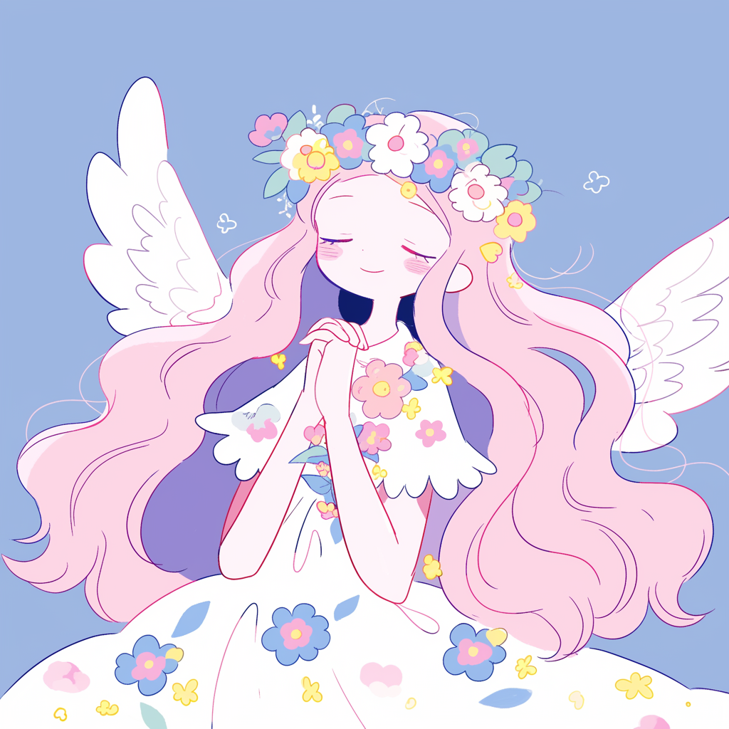 Anime Angel Among Flowers
