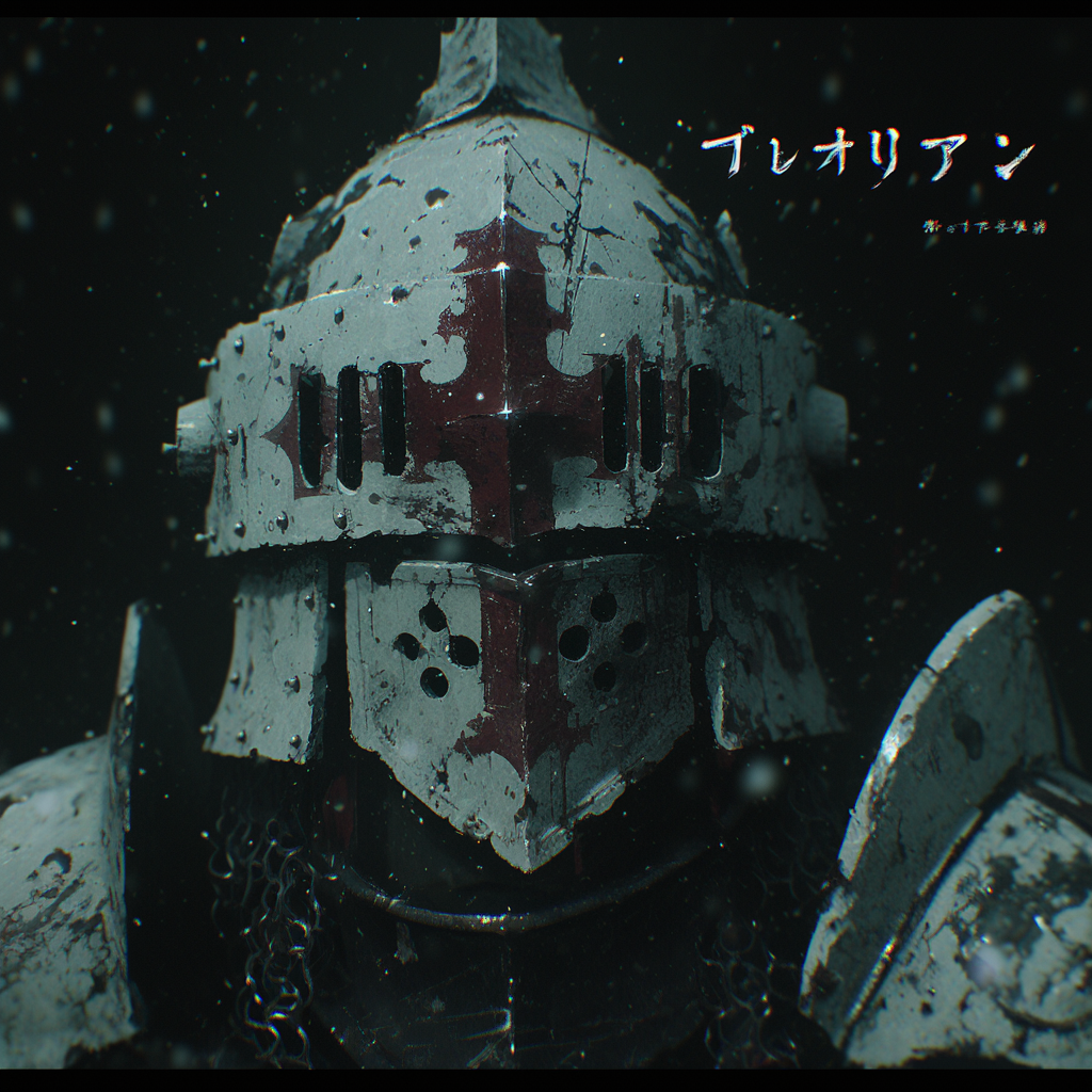 Medieval Knight in a White Carbon Helmet