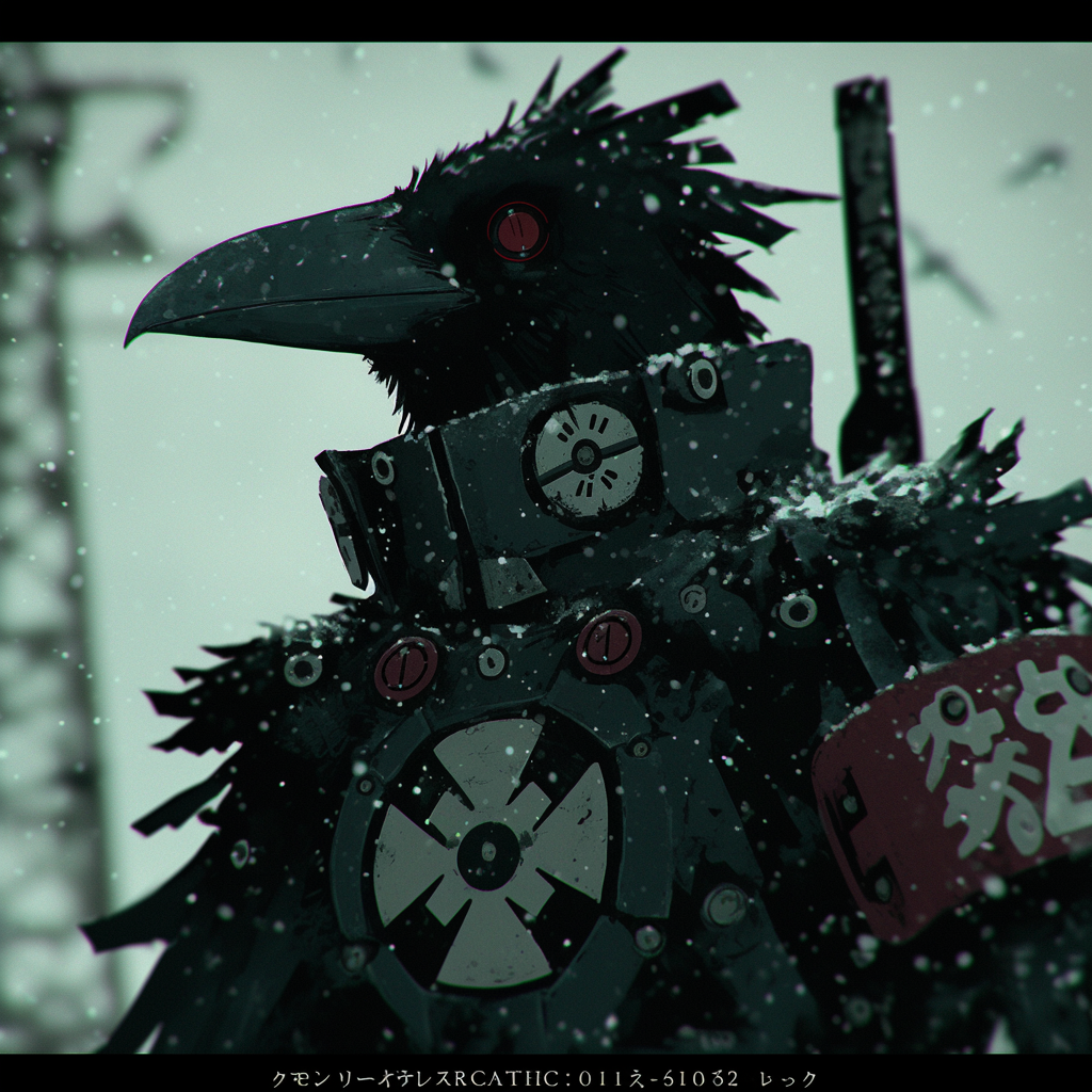 Dark Hyperreal Robotic Raven