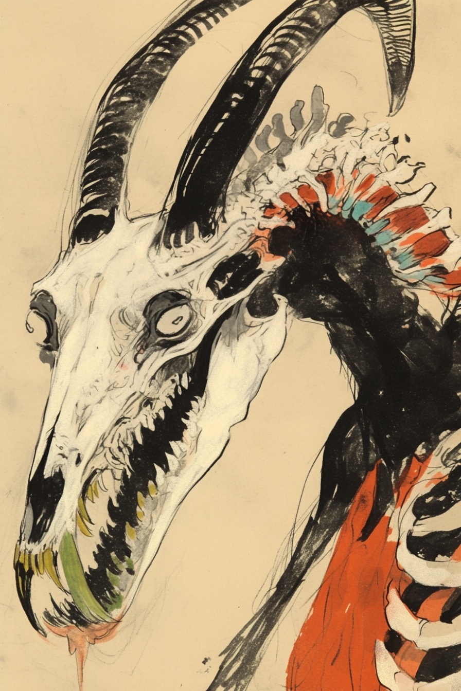 Gaunt Goat-Skulled Demon in Occult Horror